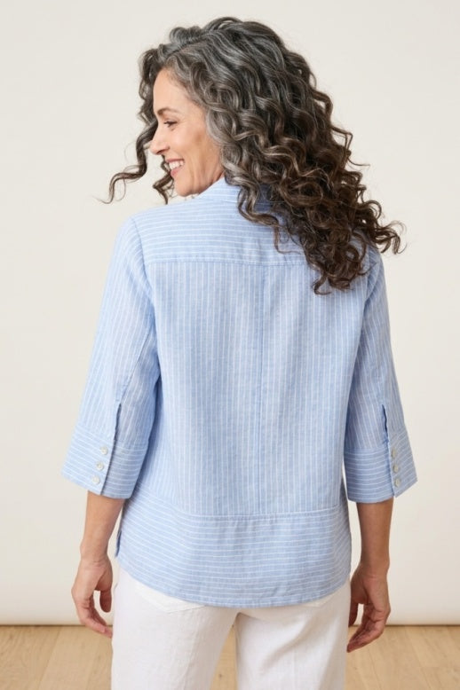 Habitat Linen Stripe Shea Shirt - 41602 - CASCADE