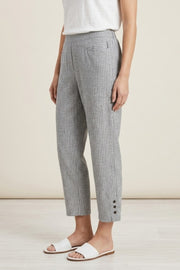 Habitat Linen Stripe Pleat Button Capri - 41676 - BLACK