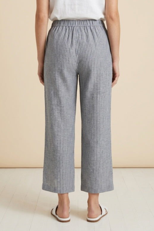 Habitat Linen Stripe Pleat Button Capri - 41676 - BLACK