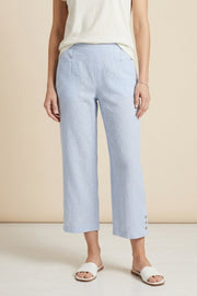 Habitat Linen Stripe Pleat Button Capri - 41676 - CASCADE