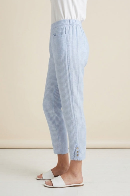 Habitat Linen Stripe Pleat Button Capri - 41676 - CASCADE