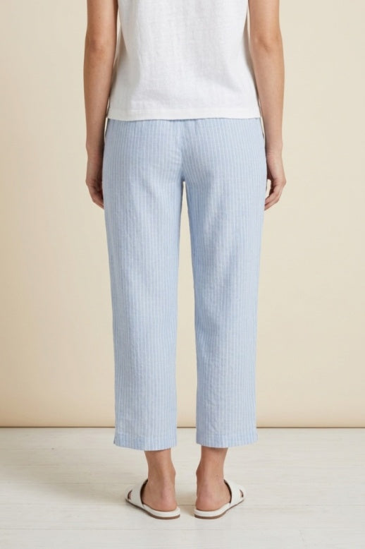 Habitat Linen Stripe Pleat Button Capri - 41676 - CASCADE