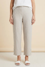 Habitat Linen Stripe Pleat Button Capri - 41676 - SAND