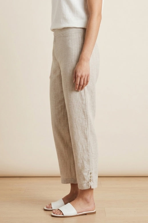 Habitat Linen Stripe Pleat Button Capri - 41676 - SAND
