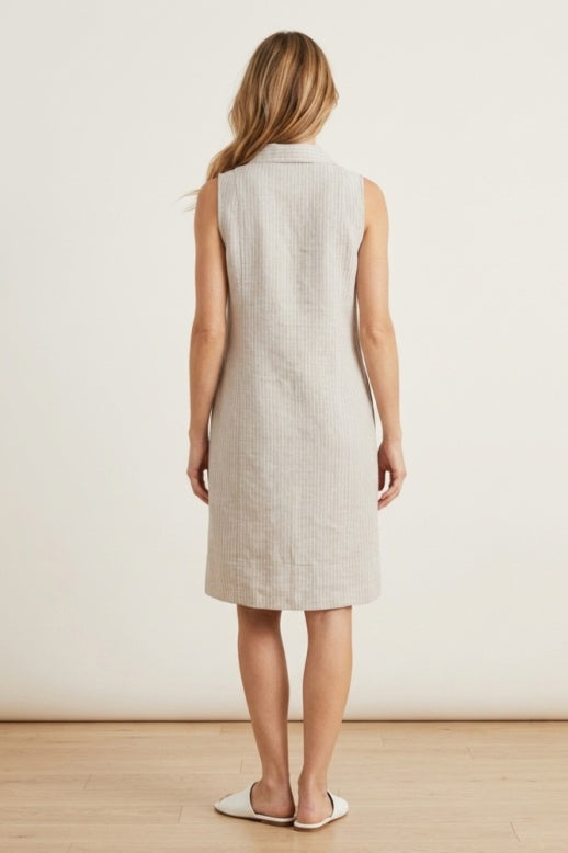 Habitat Linen Stripe Sleeveless Dress Shirt - 41680 - SAND