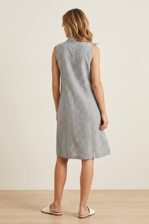 Habitat Linen Stripe Sleeveless Dress Shirt - 41680 - CASCADE (NOT BLACK)