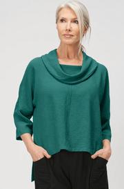 Sydney Project Richi Cowl Neck Flowy Top w/ 3/4 Sleeves - AFT8019 - JADE