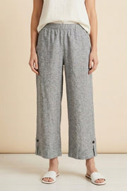 Habitat Linen Solid Button Tab Pant - 41562 - BLACK