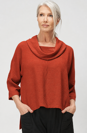Sydney Project Richi Cowl Neck Flowy Top w/ 3/4 Sleeves - AFT8019 - RUST