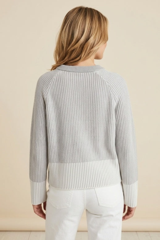 Habitat Mixed Lines Cardigan - 77281 - SMOKE