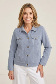 Habitat Stonewash Knits Stripe Jean Jacket - 31521 - LIGHT DENIM