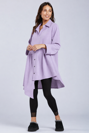 Sydney Project Addison Solid Air Flow Asymmetric Collared Top - AFT1162 - LAVENDER