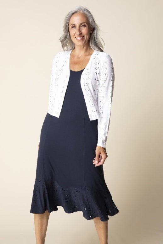 Habitat Eyelet Blooms Open Front Jacket - 56931 - WHITE