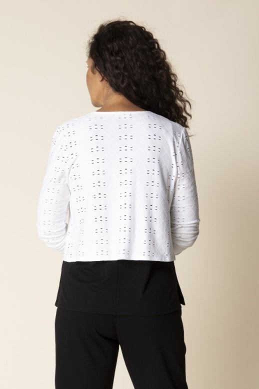Habitat Eyelet Blooms Open Front Jacket - 56931 - WHITE