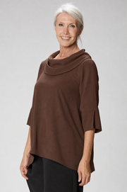 Sydney Project Vicki Cowl Neck 3/4 Sleeve Flowy Top - AFT1048 - CHOCOLATE