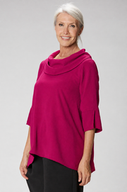 Sydney Project Vicki Cowl Neck 3/4 Sleeve Flowy Top - AFT1048 - MAGENTA