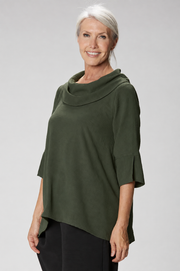 Sydney Project Vicki Cowl Neck 3/4 Sleeve Flowy Top - AFT1048 - OLIVE