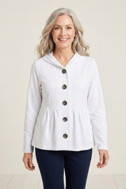 Habitat Stonewash Knits Shirred Hoodie - 31525 - WHITE