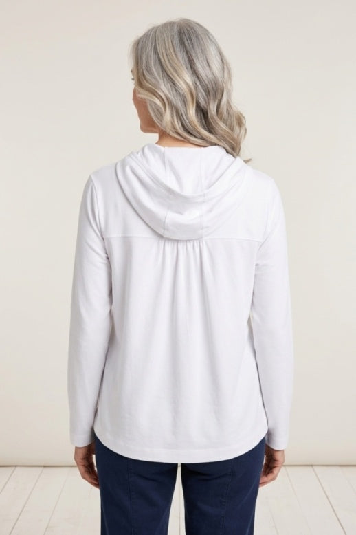 Habitat Stonewash Knits Shirred Hoodie - 31525 - WHITE