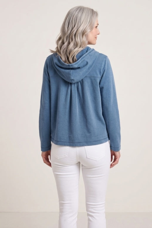 Habitat Stonewash Knits Shirred Hoodie - 31525 - LIGHT DENIM