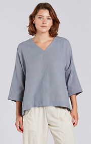Sydney Project Vivian Long Sleeve V-Neck Flowy Top - AFT8004 - GREY