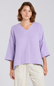 Sydney Project Vivian Long Sleeve V-Neck Flowy Top - AFT8004 - LAVENDER