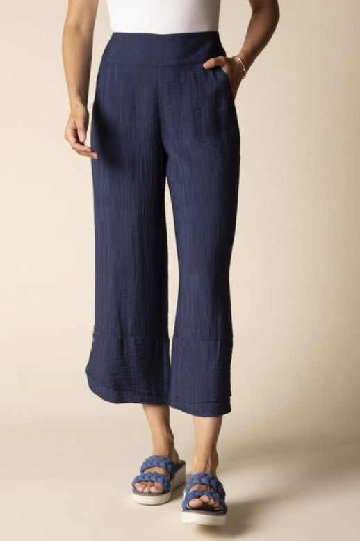 Habitat Soft Rayon Jacquard Wide Leg Crop - 30767 - NAVY