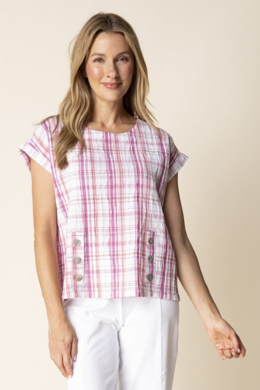 Habitat Blurred Plaid Harwich Pullover - 46632 - CORAL