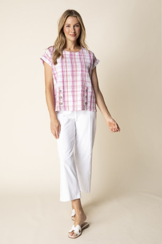 Habitat Blurred Plaid Harwich Pullover - 46632 - CORAL
