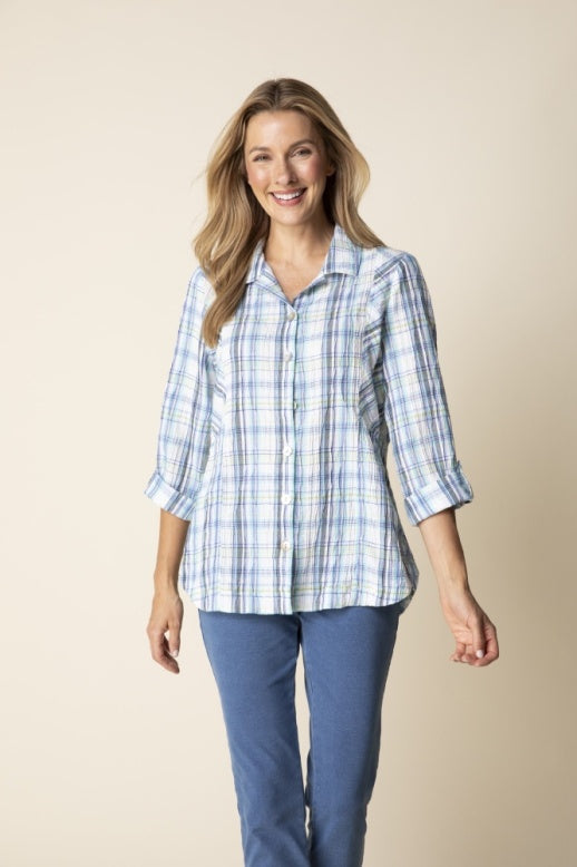 Habitat Blurred Plaid Boyfriend Tunic - 46634 - SKY