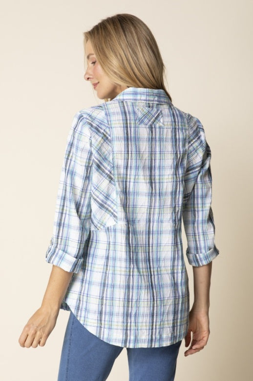 Habitat Blurred Plaid Boyfriend Tunic - 46634 - SKY