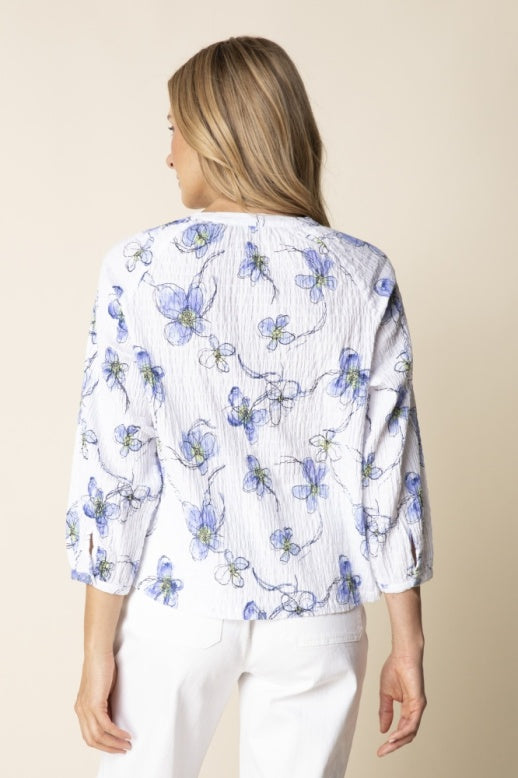 Habitat Crinkle Cotton Wildflowers Ruched Swing Jacket - 39821 - INDIGO