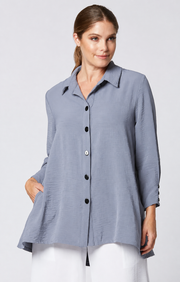 Sydney Project Shiloh Button Down Long Sleeve Collared Top - AFT1098 - GREY