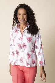 Habitat Crinkle Cotton Wildflowers Ruched Swing Jacket - 39821 - CORAL
