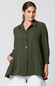 Sydney Project Shiloh Button Down Long Sleeve Collared Top - AFT1098 - OLIVE