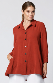 Sydney Project Shiloh Button Down Long Sleeve Collared Top - AFT1098 - RUST