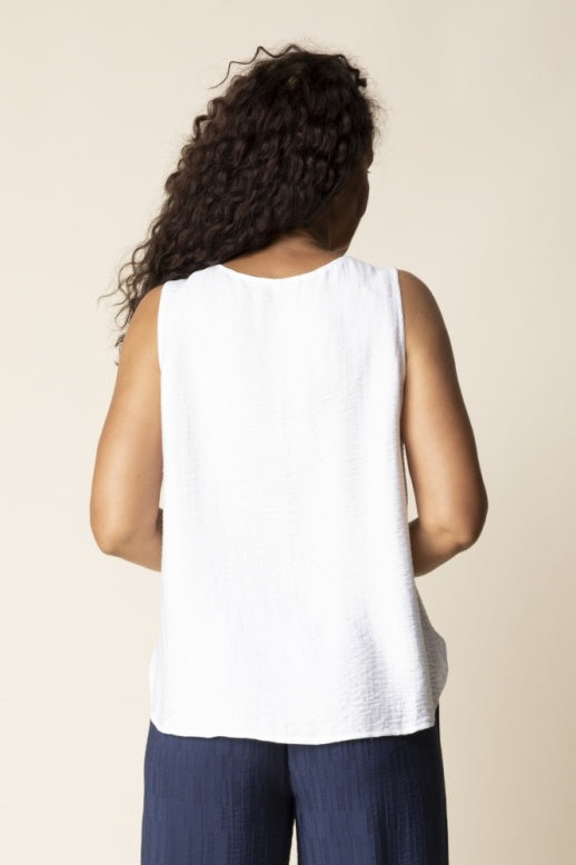 Habitat Soft Rayon Jacquard BTN Layer Tank - 30710 - WHITE