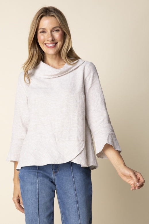 Habitat Linen Solid Overlay Flounce Top - 41505 - OATMEAL