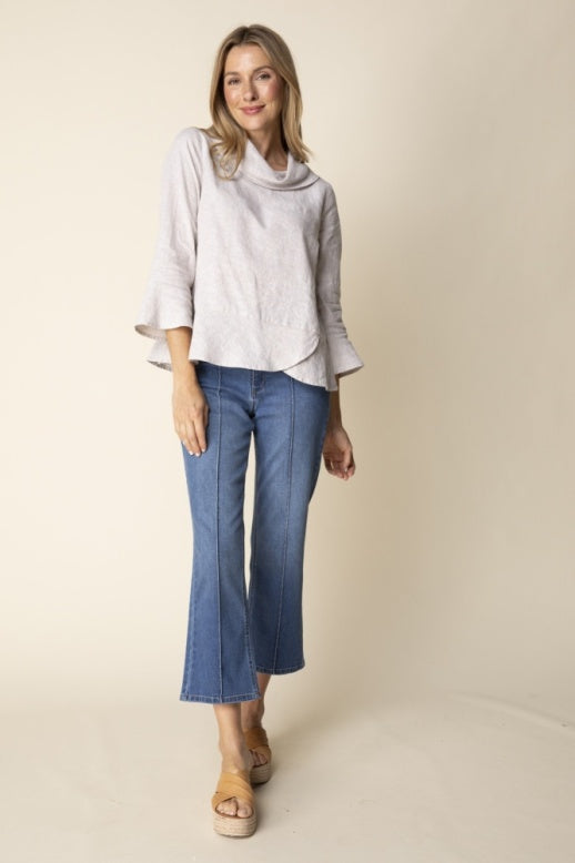 Habitat Linen Solid Overlay Flounce Top - 41505 - OATMEAL