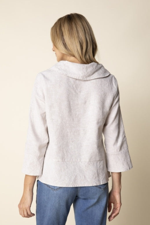 Habitat Linen Solid Overlay Flounce Top - 41505 - OATMEAL