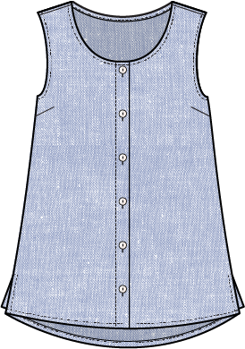 Habitat Linen Solid Pleat Back Button Tank - 41506 - CORNFLOWER (NOT OATMEAL)