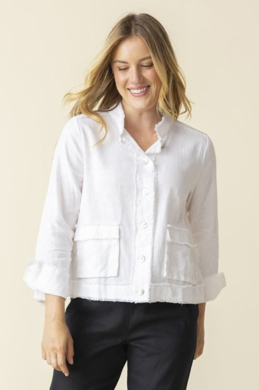 Habitat Linen Solid Summer Breeze Jacket - 41552 - WHITE