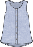 Habitat Linen Solid Pleat Back Button Tank - 41506 - CORNFLOWER (NOT OATMEAL)