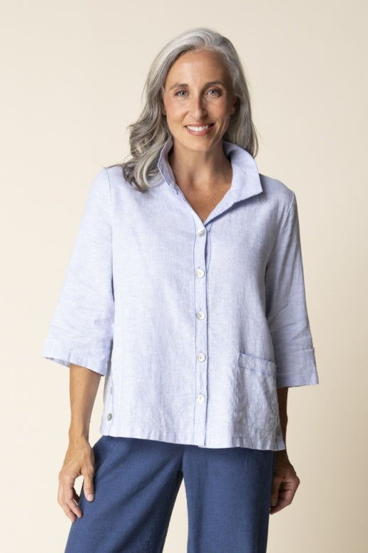 Habitat Linen Solid Camp Shirt - 41508 - CORNFLOWER