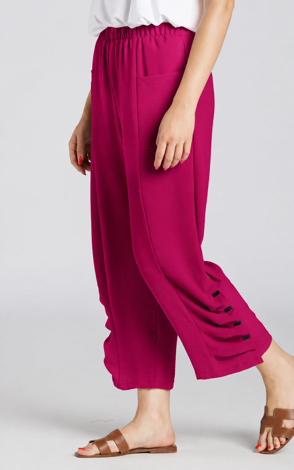 Sydney Project Penny Front Pocket Pant w/ Pleated Bottom - AFP124 - MAGENTA