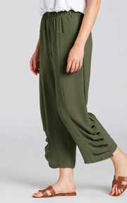 Sydney Project Penny Front Pocket Pant w/ Pleated Bottom - AFP124 - OLIVE