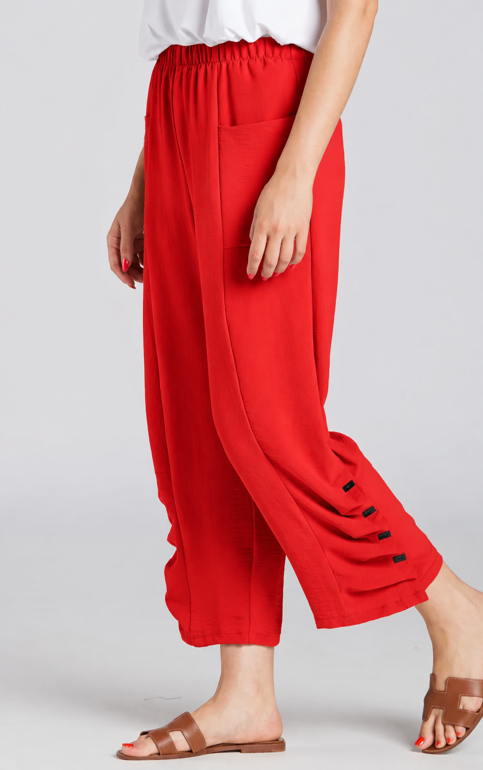 Sydney Project Penny Front Pocket Pant w/ Pleated Bottom - AFP124 - RED