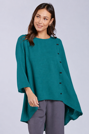 Sydney Project Sienna Solid Asymmetrical Button Air Flow Hi-Low Top - AFT1082 - JADE