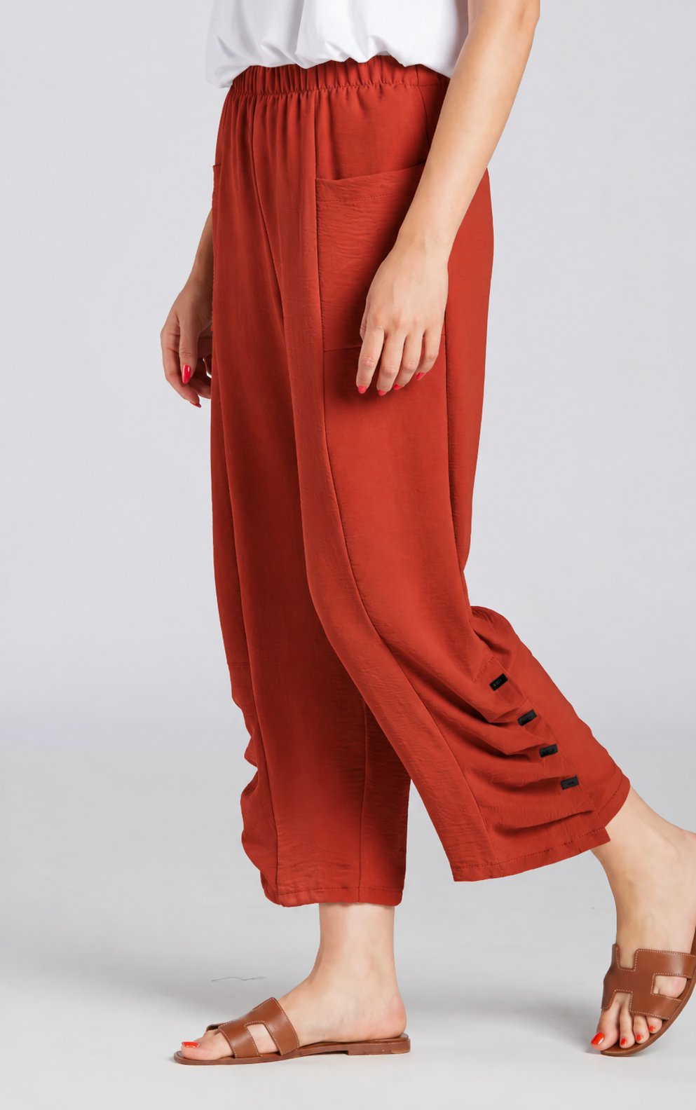 Sydney Project Penny Front Pocket Pant w/ Pleated Bottom - AFP124 - RUST