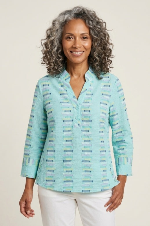 Habitat Embroidered Stripe Placket Pullover - 49243 - REEF
